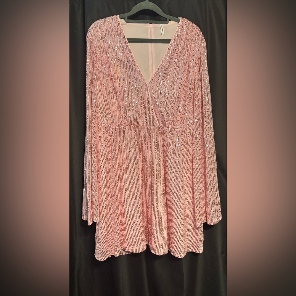 D&M Pink V-Neck Sequin Dress